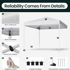 Shades 10x10 Pop Up Canopy, Heavy Duty Beach Tent with Carrying Bag for Easy Moving, Sun Shelter for Parties, alternate view