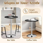 Shahoo Bar Table, Adjustable Height Pub Table 27.4-36 Inches, Cocktail Table for Bar, Bistro, Café, Home, Silver, alternate