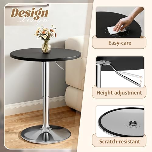 Shahoo Bar Table, Adjustable Height Pub Table 27.4-36 Inches, Cocktail Table for Bar, Bistro, Café, Home, Silver, alternate