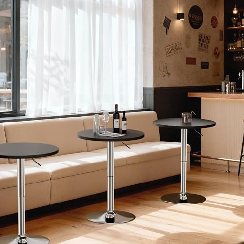 Shahoo Bar Table, Adjustable Height Pub Table 27.4-36 Inches, Cocktail Table for Bar, Bistro, Café, Home, Silver, alternate