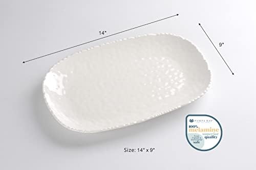 Shatterproof Melamine Medium Serving Platter, 14 x 9 Inch, Food, Freezer, Dishwasher Safe, White in 14 x 9 Inch, alternate