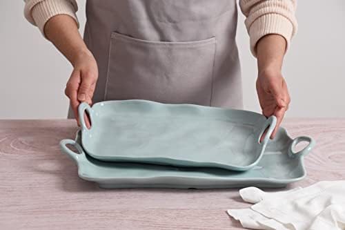 Shatterproof Melamine Small Platter in 13.5 x 7.75 inches in Frost Blue, alternate view 6