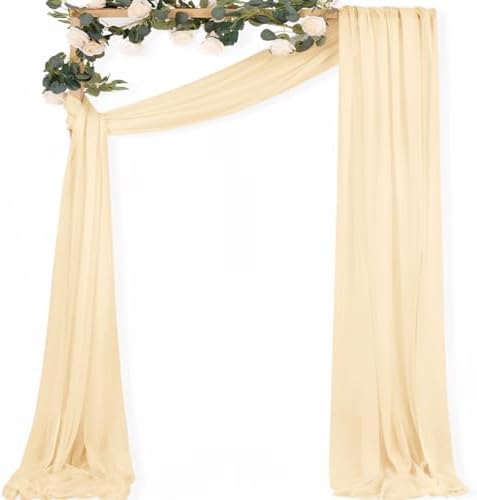 Sheer Gauze Wedding Arch Draping Fabric 29" x 20 FT 1 Panel Champagne in Champagne