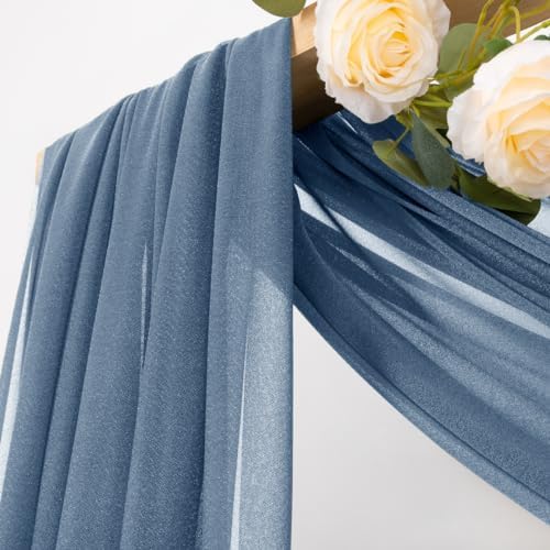 Sheer Gauze Wedding Arch Draping Fabric 29" x 20 FT 1 Panel Dusty Blue in Dusty Blue, alternate view 2