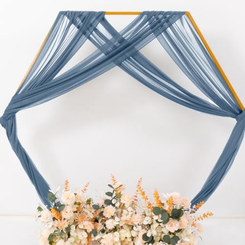 Sheer Gauze Wedding Arch Draping Fabric 29" x 20 FT 1 Panel Dusty Blue in Dusty Blue, alternate view 6