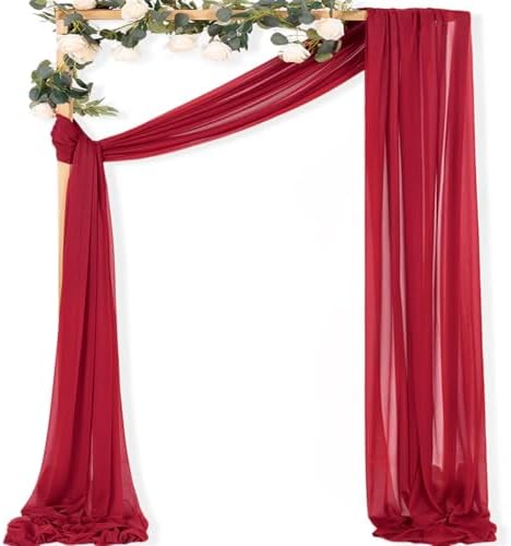 Sheer Gauze Wedding Arch Draping Fabric 29" x 20 FT 1 Panel Red in Red