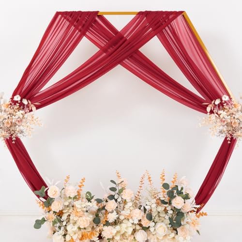 Sheer Gauze Wedding Arch Draping Fabric 29" x 20 FT 1 Panel Red in Red, alternate view 6
