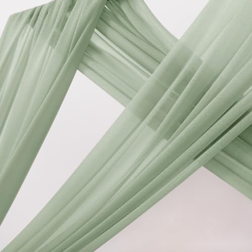 Sheer Gauze Wedding Arch Draping Fabric 29" x 20 FT 1 Panel Sage Green in Sage Green, alternate view 3
