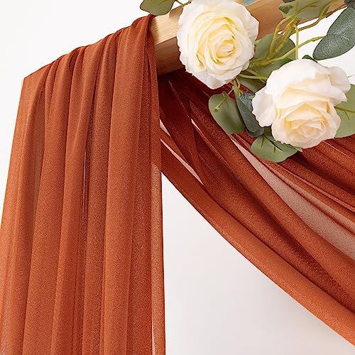 Sheer Gauze Wedding Arch Draping Fabric 29" x 20 FT 1 Panel Terracotta in Terracotta, alternate view 2