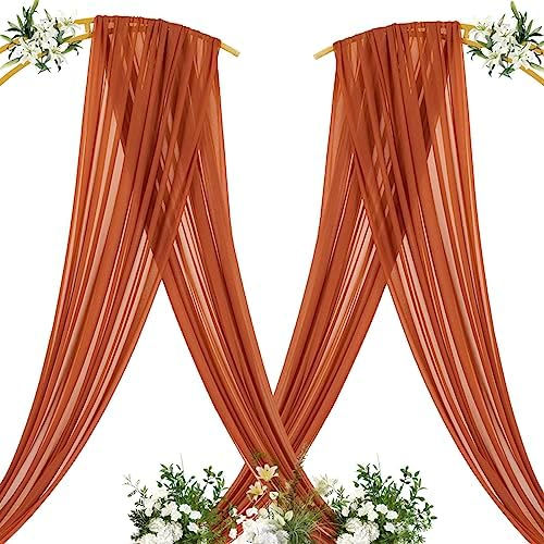Sheer Gauze Wedding Arch Draping Fabric 29" x 20 FT 1 Panel Terracotta in Terracotta, alternate view 4