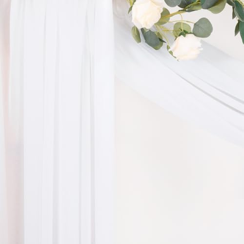 Sheer Gauze Wedding Arch Draping Fabric 29" x 20 FT 1 Panel White in White, alternate view 5