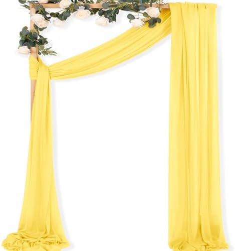 Sheer Gauze Wedding Arch Draping Fabric 29" x 20 FT 1 Panel Yellow in Yellow