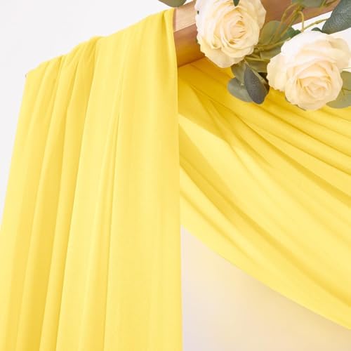 Sheer Gauze Wedding Arch Draping Fabric 29" x 20 FT 1 Panel Yellow in Yellow, alternate view 2