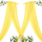 Sheer Gauze Wedding Arch Draping Fabric 29" x 20 FT 1 Panel Yellow in Yellow, alternate view 4
