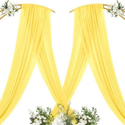 Sheer Gauze Wedding Arch Draping Fabric 29" x 20 FT 1 Panel Yellow in Yellow, alternate view 4