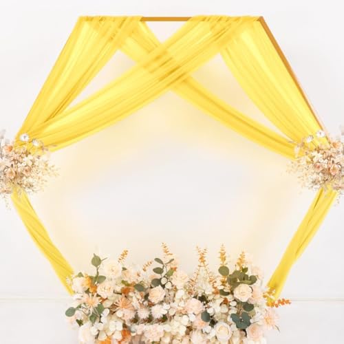 Sheer Gauze Wedding Arch Draping Fabric 29" x 20 FT 1 Panel Yellow in Yellow, alternate view 6