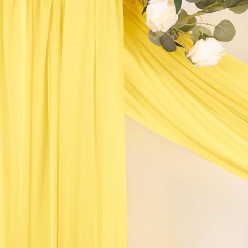 Sheer Gauze Wedding Arch Draping Fabric 29" x 20 FT 1 Panel Yellow in Yellow, alternate view 7