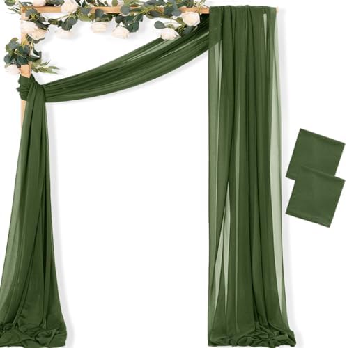 Sheer Gauze Wedding Arch Draping Fabric 29" x 20 FT 2 Panel Moss Green in Olive Green