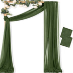 Sheer Gauze Wedding Arch Draping Fabric 29" x 20 FT 2 Panel Moss Green in Olive Green