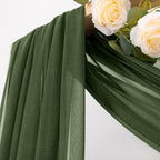 Sheer Gauze Wedding Arch Draping Fabric 29" x 20 FT 2 Panel Moss Green in Olive Green, alternate view 2