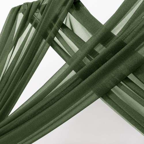 Sheer Gauze Wedding Arch Draping Fabric 29" x 20 FT 2 Panel Moss Green in Olive Green, alternate view 3