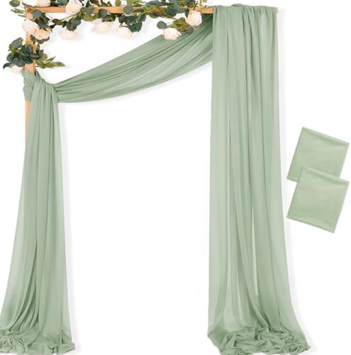 Sheer Gauze Wedding Arch Draping Fabric 29" x 20 FT 2 Panel Sage Green in Sage Green