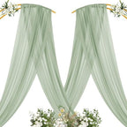 Sheer Gauze Wedding Arch Draping Fabric 29" x 20 FT 2 Panel Sage Green in Sage Green, alternate view 4