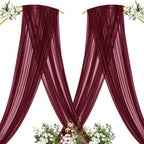 Sheer Gauze Wedding Arch Draping Fabric 29" x 20 FT 2 Panels Burgundy in 29"w x 240"l (Pack of 2) in Burgundy, alternate view