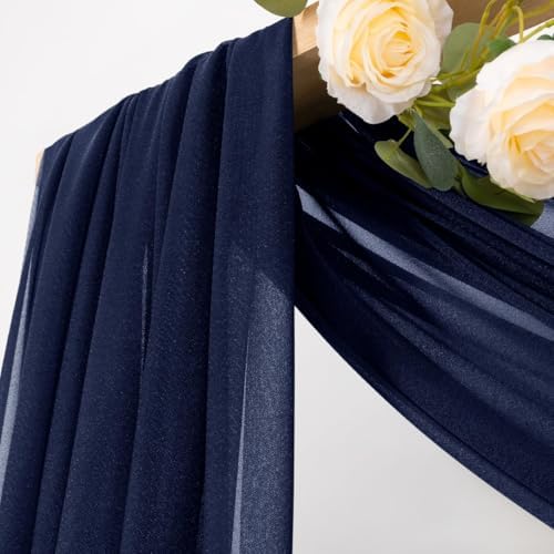 Sheer Gauze Wedding Arch Draping Fabric 29" x 20 FT 2 Panels Navy Blue in Navy Blue, alternate view 2