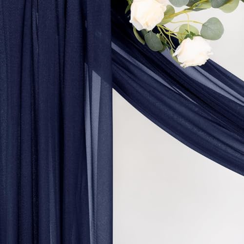 Sheer Gauze Wedding Arch Draping Fabric 29" x 20 FT 2 Panels Navy Blue in Navy Blue, alternate view 6