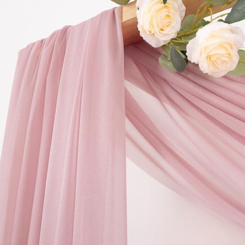 Sheer Gauze Wedding Arch Draping Fabric 29" x 20 FT 4 Panel Dusty Rose in Dusty Rose, alternate view 2