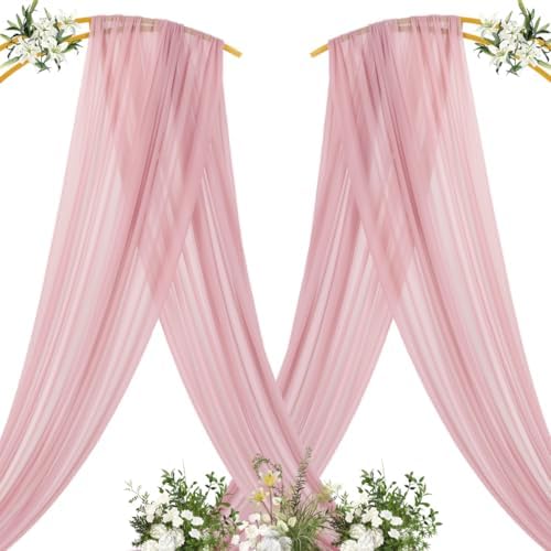 Sheer Gauze Wedding Arch Draping Fabric 29" x 20 FT 4 Panel Dusty Rose in Dusty Rose, alternate view 4