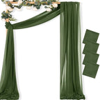 Sheer Gauze Wedding Arch Draping Fabric 29" x 20 FT 4 Panel Moss Green in Olive Green