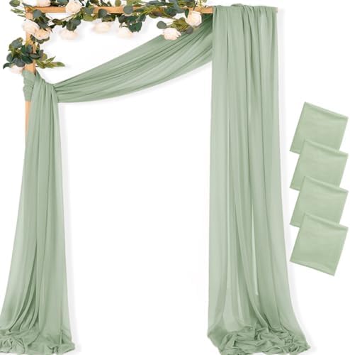 Sheer Gauze Wedding Arch Draping Fabric 29" x 20 FT 4 Panel Sage Green in Sage Green