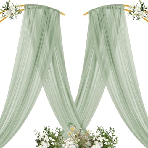 Sheer Gauze Wedding Arch Draping Fabric 29" x 20 FT 4 Panel Sage Green in Sage Green, alternate view 5