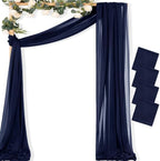 Sheer Gauze Wedding Arch Draping Fabric 29" x 20 FT 4 Panels Navy Blue in 29"w x 240"l (Pack of 4) in Navy Blue
