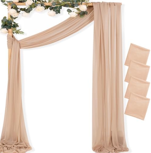 Sheer Gauze Wedding Arch Draping Fabric 29" x 20 FT 4 Panels Nude in Nude