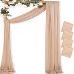 Sheer Gauze Wedding Arch Draping Fabric 29" x 20 FT 4 Panels Nude in Nude