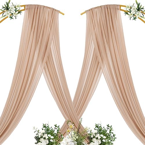 Sheer Gauze Wedding Arch Draping Fabric 29" x 20 FT 4 Panels Nude in Nude, alternate view 4