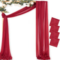 Sheer Gauze Wedding Arch Draping Fabric 29" x 20 FT 4 Panels Red in 29"w x 240"l (Pack of 4) in Red