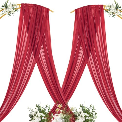 Sheer Gauze Wedding Arch Draping Fabric 29" x 20 FT 4 Panels Red in 29"w x 240"l (Pack of 4) in Red, alternate view 4