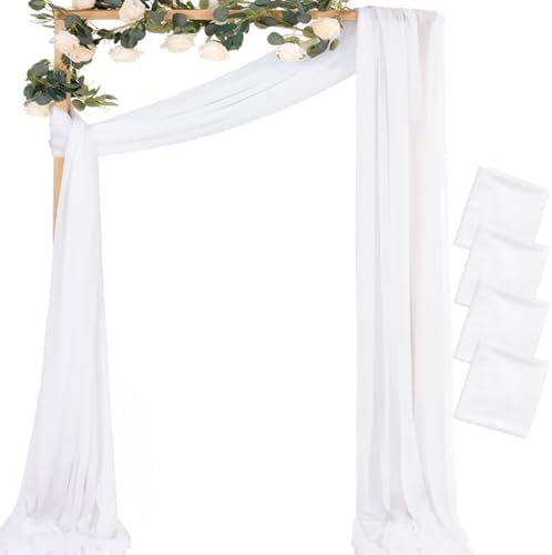 Sheer Gauze Wedding Arch Draping Fabric 29" x 20 FT 4 Panels White in White