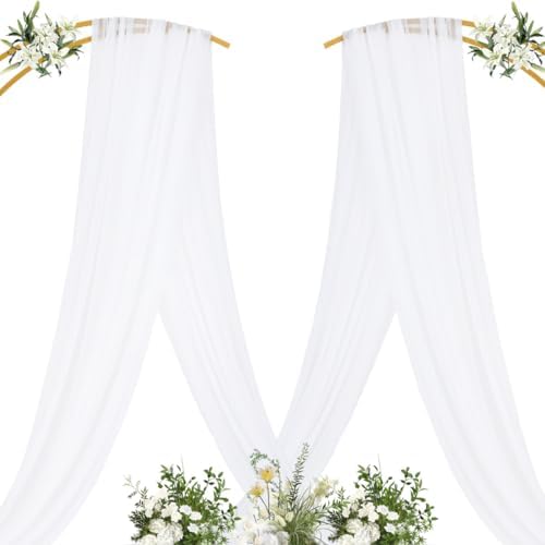 Sheer Gauze Wedding Arch Draping Fabric 29" x 20 FT 4 Panels White in White, alternate view 4