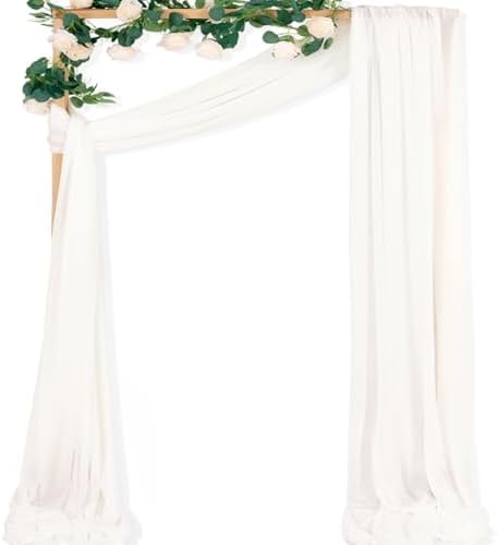 Sheer Wedding Arch Draping Fabric 29" x 20 FT 1 Panel Ivory White in Ivory White