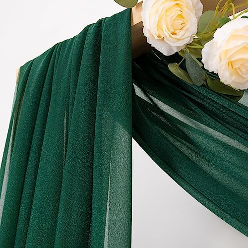 Sheer Wedding Arch Draping Fabric 29" x 20 FT 2 Panels Emerald Green in Emerald Green, alternate view 2