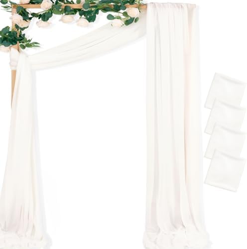 Sheer Wedding Arch Draping Fabric 29" x 20 FT 4 Panels Ivory White in 29"w x 240"l (Pack of 4) in Ivory White
