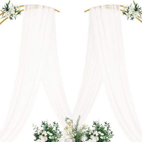 Sheer Wedding Arch Draping Fabric 29" x 20 FT 4 Panels Ivory White in 29"w x 240"l (Pack of 4) in Ivory White, alternate view