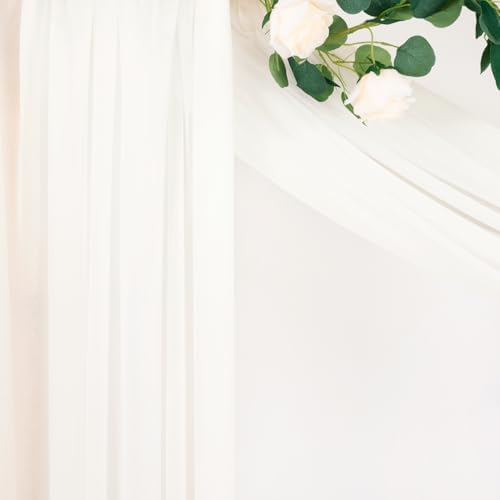 Sheer Wedding Arch Draping Fabric 29" x 20 FT 4 Panels Ivory White in 29"w x 240"l (Pack of 4) in Ivory White, alternate view