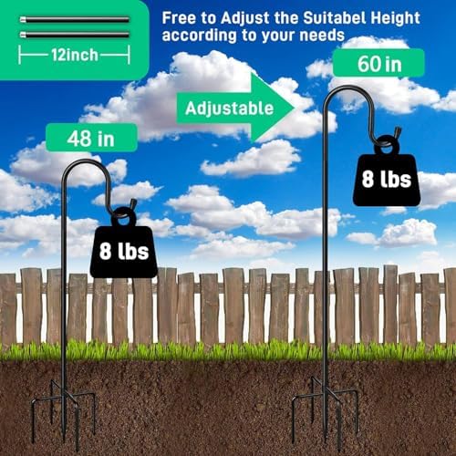 Shepherd Hooks for Outdoor 60Inch Heavy Duty Iron Garden Hooks for Hanging Plants, Bird Feeders, Lanterns, Solar, alternate