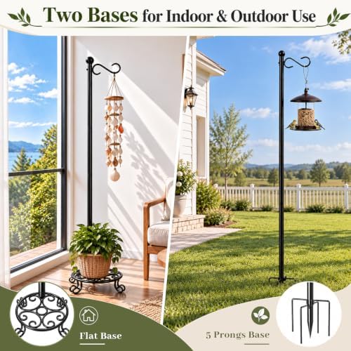 Shepherds Hook for Outdoor Indoor with 2 Bases 75'' Adjustable Height, alternate view 3